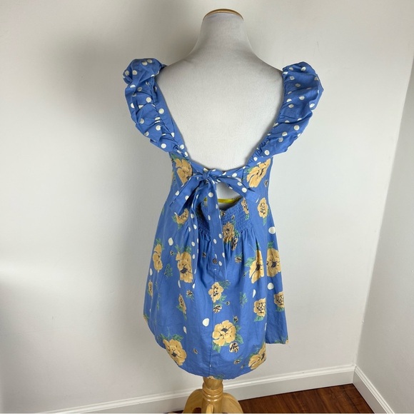 NWT FREE PEOPLE Bom Bom Island Mini Dress Blue Size M - Picture 4 of 6